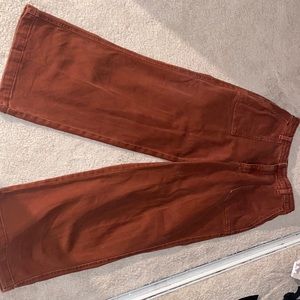 burnt orange flared jeans